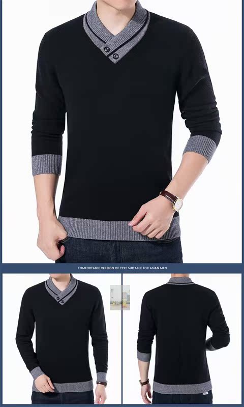 Luật thương mại phát sáng Úc Rồng hôm nay Đặc biệt Thời trang mới Áo cổ chữ V cổ áo Mua một tặng ba hàng dệt kim áo khoác sơ mi nam