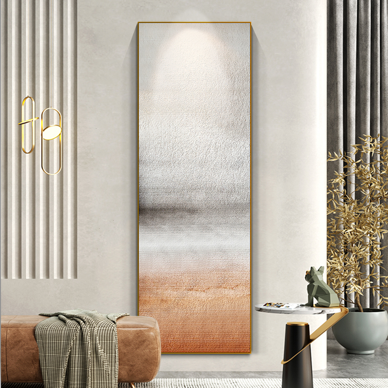 Nordic Minimalist Oil Painting for Entryway, Vertical Abstract Painting for Corridor End, New Model Room Wall Decoration Painting, Hand-Painted