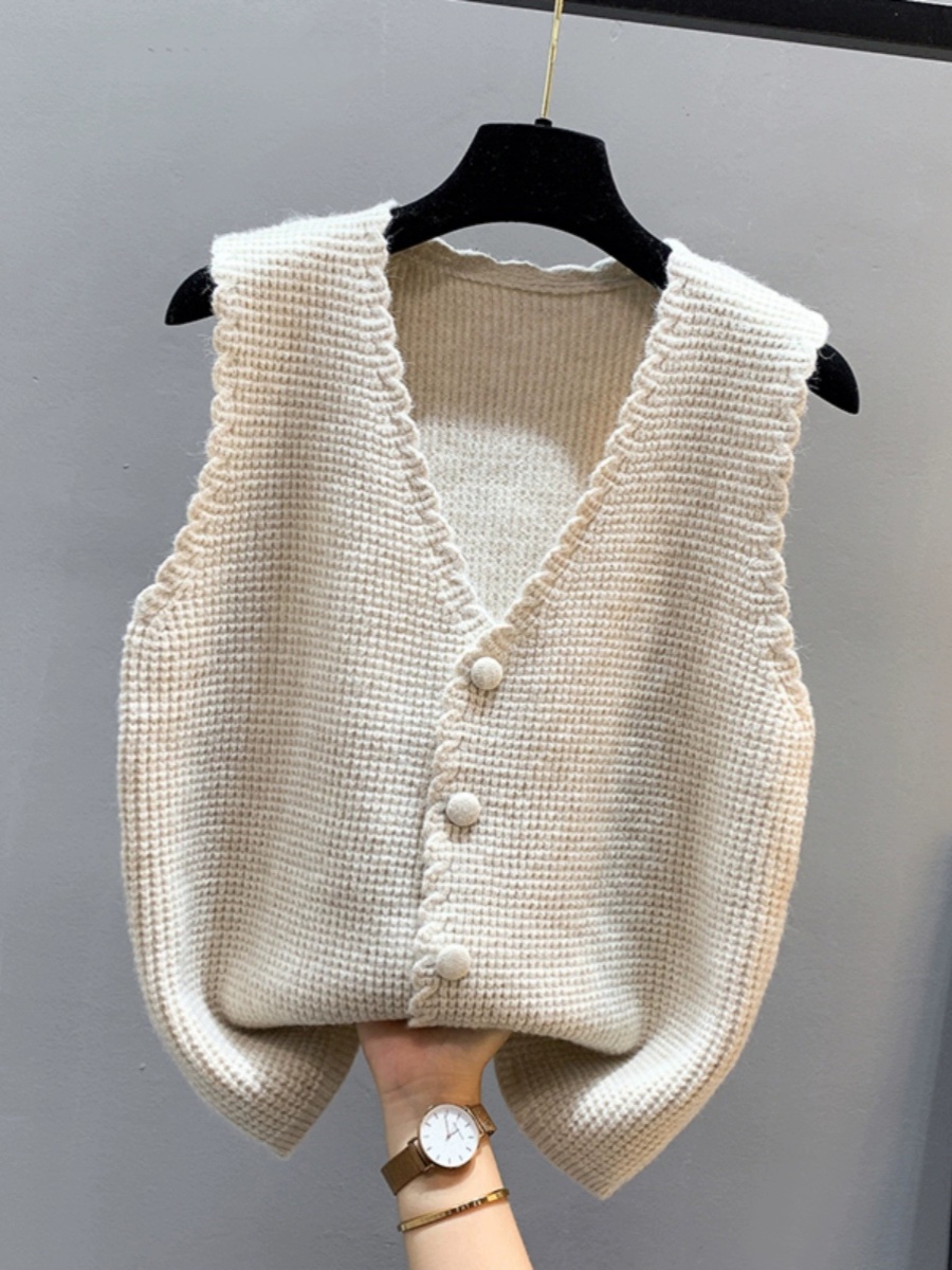 アウトレットクリアランスセール ヨーロッパ商品 ニットベスト ベスト レディース 春秋 Vネック セーター カーディガン ショートコート