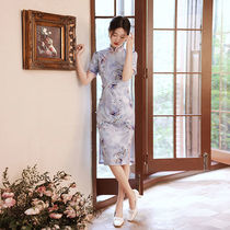 Improved version of cheongsam young girl temperament dress retro thin slim socialite elegant daily wear summer