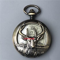 Antique nostalgometer flip chain Sub-country old clockwork ancient clockwork mechanical table retro decorative pendant bronze sheet