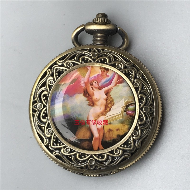 Antique pocket watch flap men's hot sale Republic of China vintage clocks ancient clockwork mechanical watch decorative pendant copper watch