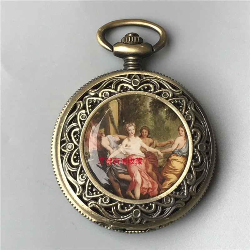 Antique pocket watch clamshell men's portable Republic of China old-fashioned watch Classical clockwork mechanical watch Decorative hanging copper watch