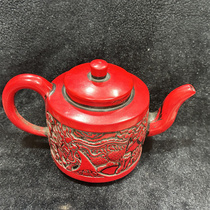 Chinese simple resin ancient carving kettle teapot crafts decorative ornaments antique antique red kettle retro