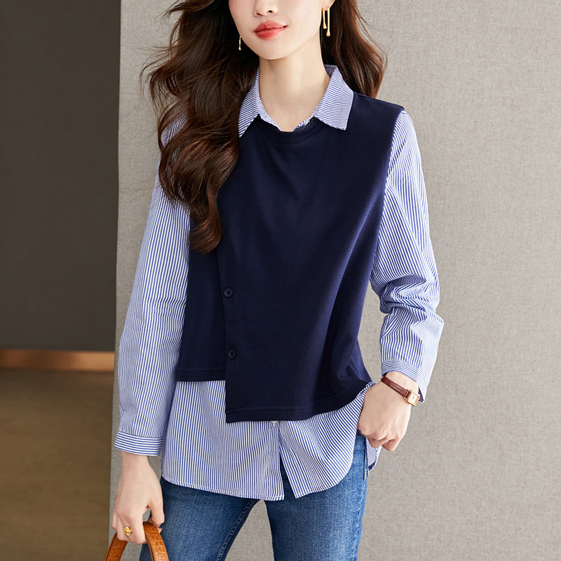 Maternity Outfit Two-Piece Striped Shirt for Late Pregnancy, Stylish and Versatile Tops for Petite Women Maternity Outfit Two-Piece Striped Shirt for Late Pregnancy, Stylish and Versatile Tops for Petite Women