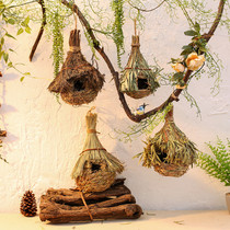  Kindergarten corridor wall decoration creative pastoral wall hanging original ecological simulation grass bird house birds nest birds nest hanging decoration