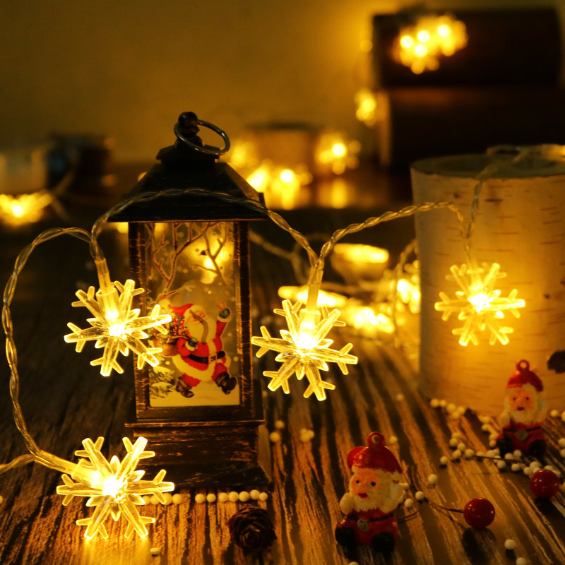 LED Snowflake Light String Christmas Arrangement Lamps Small Colorful Lights Flashing Lights of the Star Stars Christmas Tree Decorations