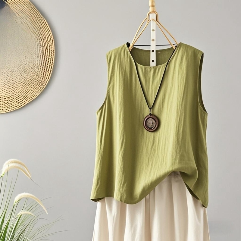 Spring and Summer Plus-Size Women's Pure Cotton Vest, Sleeveless, Loose, Simple, Suitable for Commuting, Slimming, Casual, Versatile, Base Layer, Summer Retro Spring and Summer Plus-Size Women's Pure Cotton Vest, Sleeveless, Loose, Simple, Suitable for Commuting, Slimming, Casual, Versatile, Base Layer, Summer Retro