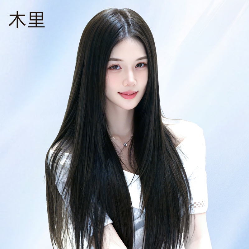Unlimited Liquid Hairline Wig Full Headpiece for Women, Real Human Hair, Natural Black Long Straight Hair, No Wig Cap Needed Unlimited Liquid Hairline Wig Full Headpiece for Women, Real Human Hair, Natural Black Long Straight Hair, No Wig Cap Needed