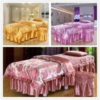 Beauty bed cover massage massage trị liệu thẩm mỹ viện bốn bộ ren đặc biệt bao gồm giường hình thang tùy chỉnh hình vuông đầu tròn khăn trải giường spa