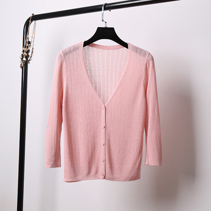 2018 xuân hè mới Hàn Quốc áo len dệt kim ngắn cardigan nữ cổ chữ V nhỏ áo khoác mỏng điều hòa không khí hàng đầu áo len nữ hàng hiệu