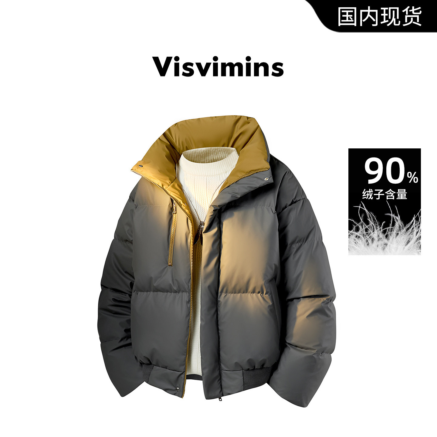 [Отзыв бренда] мужская зимняя куртка-пуховик Visvimins, новинка 2025 года, модная брендовая толстая куртка с воротником-стойкой