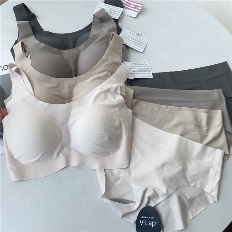 tutu*anna out of Japan's unit underwear set seamless no steel ring solid color breathable and comfortable summer bra