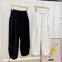 Wide-legged closed-legged two-legged bunched-legged Harlan cotton Joker Skinny Loose High Waist Sports Casual Pants Bloomers