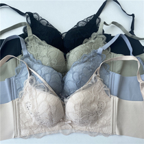 Big chest shows small lace sexy ultra-thin hole cup B cup seamless steel ring top support gathered comfortable breathable underwear