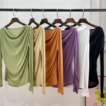  Antibacterial bottoming shirt~Swing collar one-piece collar long-sleeved square sunscreen air conditioning bottoming T-shirt straight tube thin skin-friendly soft