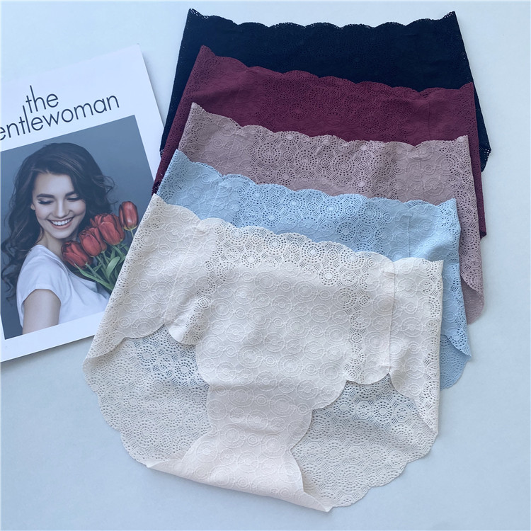 Vegan * muscular lace hollowed-out sexy high waist elastic close-up hip-free pure cotton inner crotch antibacterial triangular trousers female