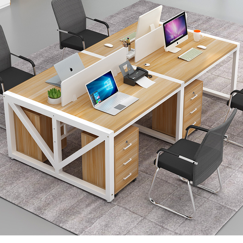 Staff desk minimalist modern office furniture 4 4 6 people Screen working position Employee computer table and chairs combination