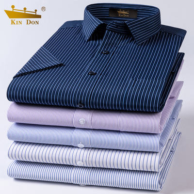 Golden Shield Short-sleeved Shirt Men 2026 Summer Thin Casual anti-wrinkle Middle-aged Dad Wear Loose striped half-sleeved shirt