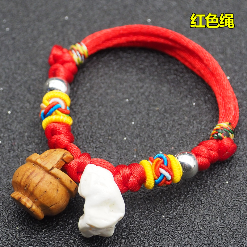 Linh hồn tà ác Taomu sốc em bé vòng tay dây thừng đỏ lợn gây sốc cho em bé trang sức bạc đan mặt dây chuyền với một đứa trẻ bình yên chuỗi đeo tay