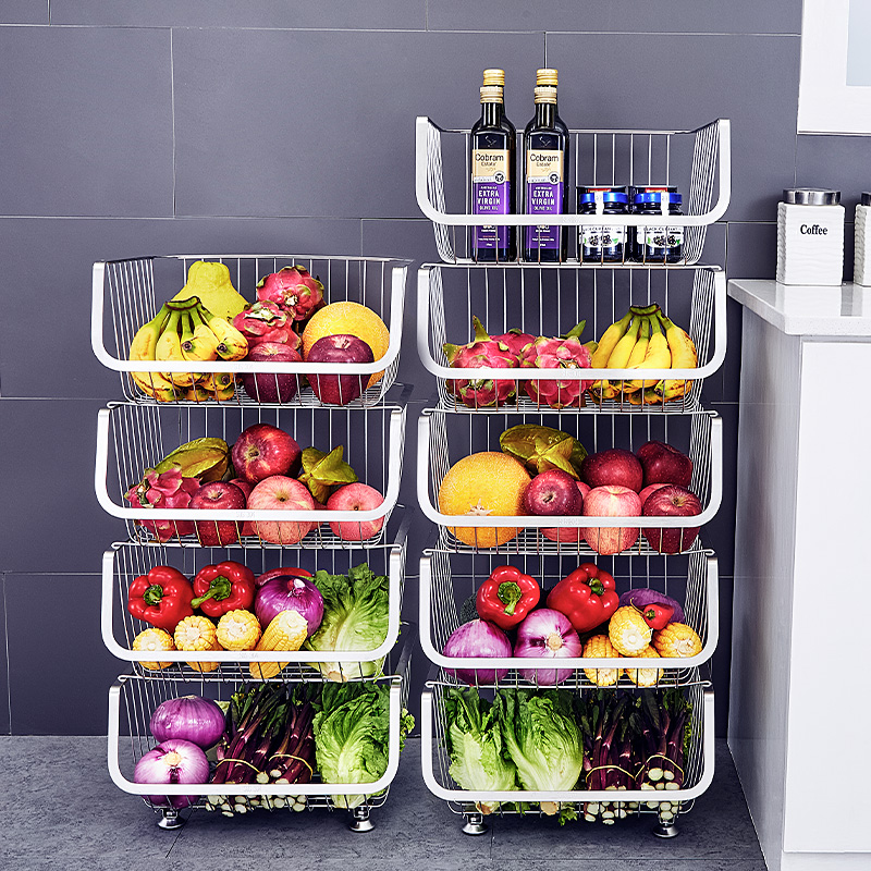 304 stainless steel kitchen vegetable shelving ground floor multilayer vegetable rack Put fruit and vegetable basket containing basket Vegetable Basket