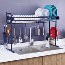 Stainless steel black telescopic sink drain rack dishwashing pool Bowl Rack Kitchen Shelving Pool Bowls Chopsticks racks