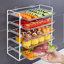 Kitchen Versatile Dish-free Perforated Wall-mounted Domestic Vegetable Dish Pull-out Hotpot Preparation Dish Shelf