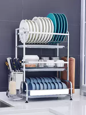 304 stainless steel bowl rack drain rack household kitchen storage rack set sink washing dishes tray rack