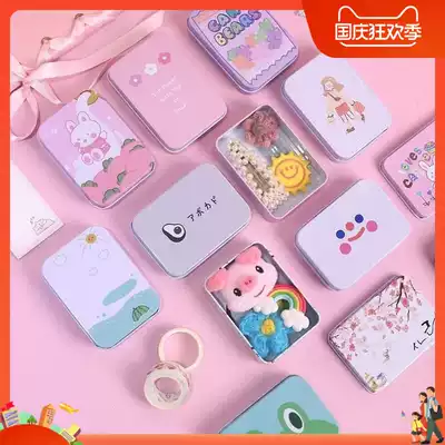 ins girl heart Net Red Hand account sticker candy storage box iron box jewelry hairclip tinplate box