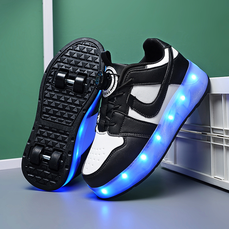 Rampage Shoes with Four Wheels for Children, Detachable Wheels, Flashing Lights, Rechargeable Roller Skates, Roller Skates for Boys and Girls, Roller Shoes