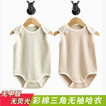 Baby jumpsuit summer cotton short-sleeved triangle clothes for men and women baby sleeveless colored cotton thin bag-of-the-top clothes