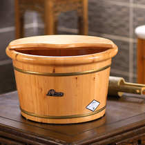 On the side of the water cedar wood foot bath barrel wooden barrel foot bath barrel household foot wash basin female wooden barrel health little foot bath barrel