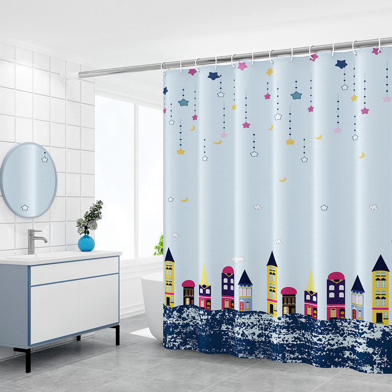 Door curtain free punch set polyester cloth tarpaulin partition curtain anti-mildew hanging curtain bedroom curtain cloth bathroom waterproof curtain