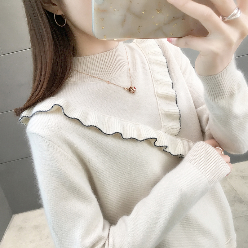 Stylish phụ nữ bán cao necksweater lỏng bên ngoài mặc đáy bên trong mới 2019 mùa thu / mùa đông phong cách áo dệt kim