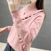 Stylish phụ nữ bán cao necksweater lỏng bên ngoài mặc đáy bên trong mới 2019 mùa thu / mùa đông phong cách áo dệt kim