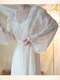 Lingyu French retro sexy suspender home wear suit lace outer robe high-end suspender bridal dressing gown for women