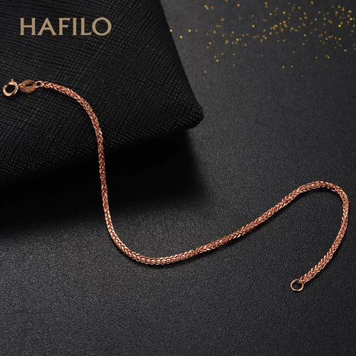 Золотой длинный браслет на ногу, золото 750 пробы, розовое золото, делается под заказ