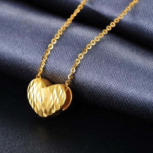 Золотое ожерелье, маленькая подвеска в форме сердца, золотая цепочка, 3D