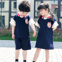 Kindergarten garden clothes summer clothes British style big class graduation photo clothing childrens short sleeve suit custom siblings