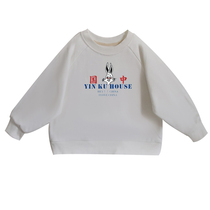Girls White Sweat 2020 Autumn Korean Tide 6 Childrens Round Neck Loose 12 Years Old Middle Children Cartoon 5 Customized