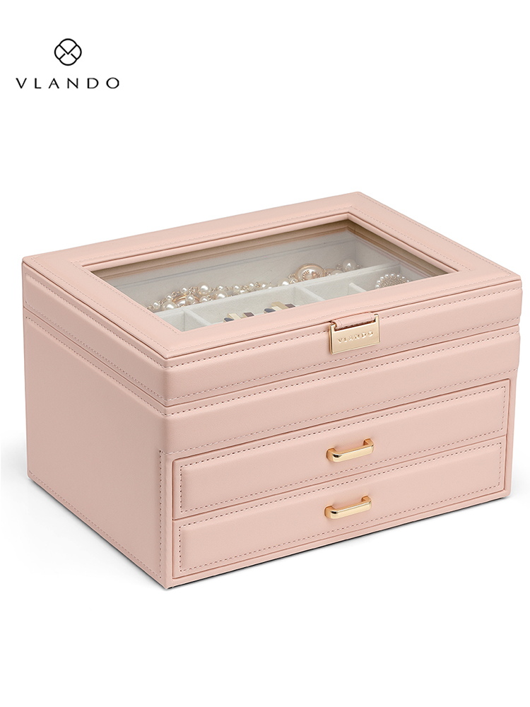 Velando high-grade jewelry box Ear needle earrings necklace jewelry storage box High-grade light luxury large capacity household