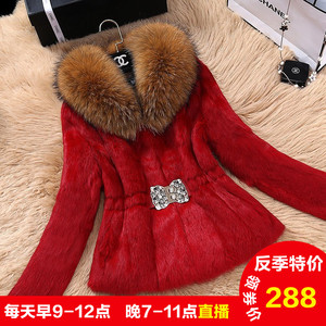 Bất rabbit fur coat đoạn ngắn kích thước lớn dài tay áo mỏng Haining chống mùa giải phóng mặt bằng đặc biệt bán xử lý lông phụ nữ mùa đông