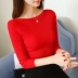 Back Bow Autumn Women 2018 Thời trang Hàng dệt kim mới Word Cổ áo Slim Dây đeo Áo len Màu sắc rắn - Đan Cardigan áo len dáng dài Đan Cardigan