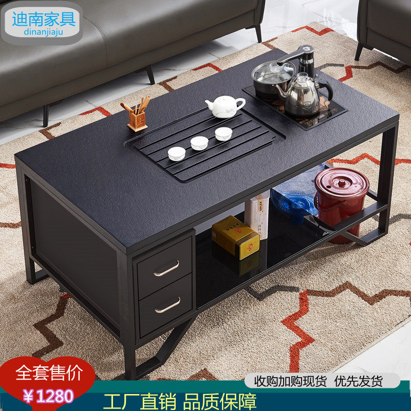 Fire Burning Stone Tea Table Kongfu Tea Table Brief Modern Living Room Office Tea Set Small Family Type Tea Table Tea Charged magnetic furnace