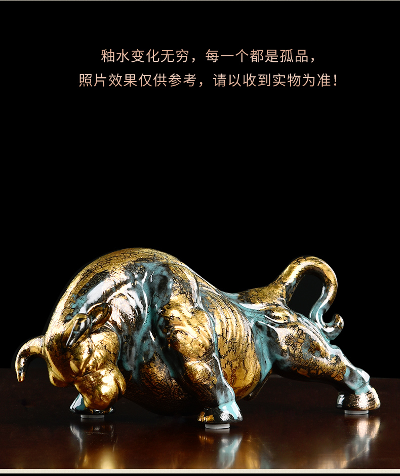 Oriental clay ceramic Wall Street bull furnishing articles in plutus ox office desktop decoration/bronze color endeavour