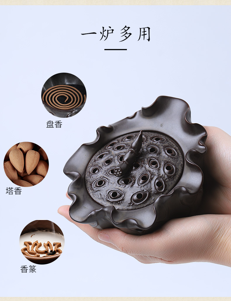 Oriental lotus clay ceramic incense coil incense buner furnishing articles household indoor teahouse sandalwood incense aroma stove decoration