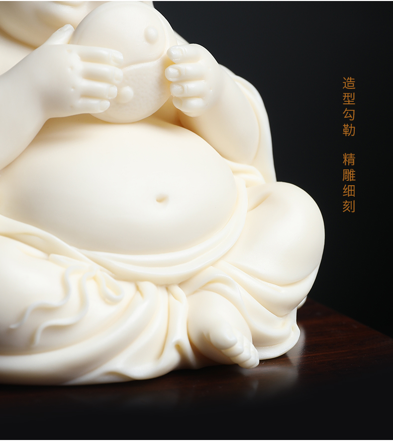 The east mud works Lin Jiansheng dehua white porcelain masters smiling Buddha maitreya Buddha ceramics handicraft furnishing articles