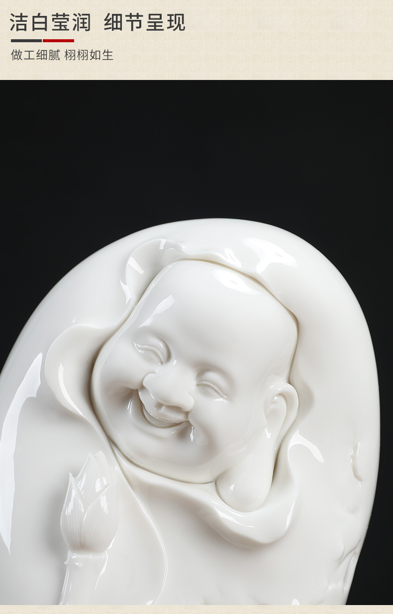 The east mud smiling Buddha maitreya furnishing articles dehua porcelain its art ceramics handicraft/flower see The Buddha