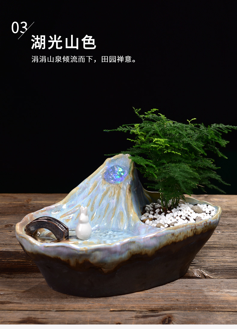 The New Chinese zen Oriental clay ceramic water furnishing articles creative living room feng shui wheel humidifier decorative arts and crafts