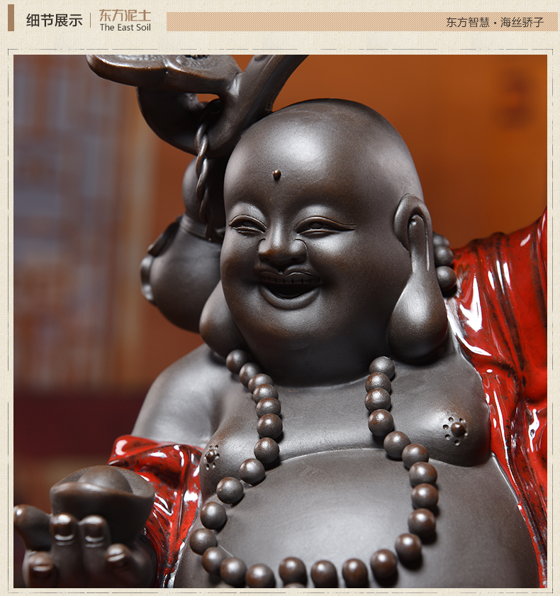 Oriental clay ceramic smiling Buddha furnishing articles of Chinese style household adornment version into gifts/everything goes well